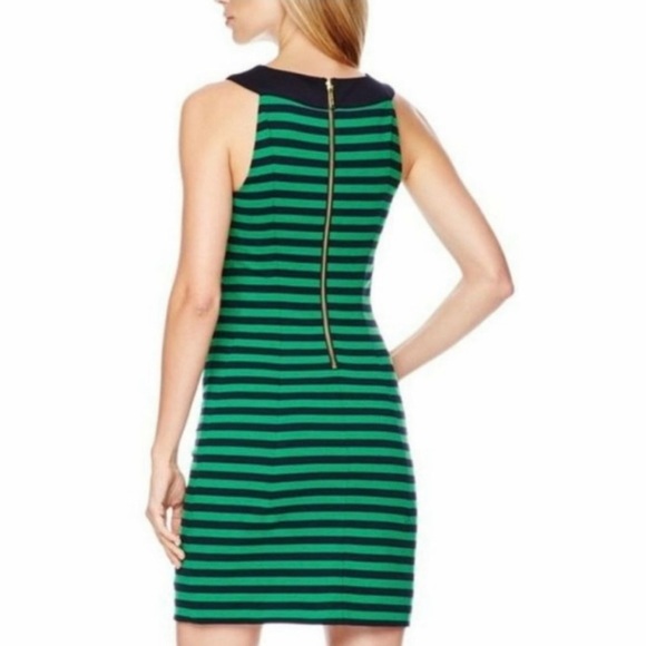 Michael - Michael Kors Striped Navy/Green Stretch Dress Sleeveless/SIZE- XS - Picture 5 of 11